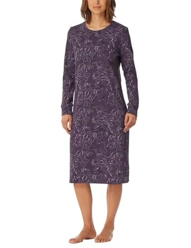 Schiesser Damen Langarm Nachthemd aus weicher Baumwolle - Nachthemden für Damen, 110 cm lang, aus Comfort Interlock für höchsten Tragekomfort und ein angenehmes Schlafgefühl.