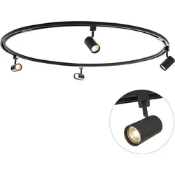 Qazqa Schienensystem-Set Iconic Jeana, 4-flammig, Schwarz - Modernes Schienensystem mit 4 verstellbaren Strahlern für flexible Lichtgestaltung. Ideal für stilvolle Räume, wahlweise bündig oder abgehängt montierbar. Verleihe deinem Zuhause ein elegantes Upgrade!