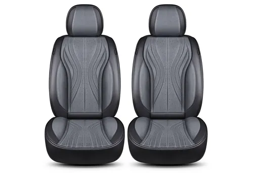 Peugeot 207 Schonbezüge Schwarz/Grau M1 (2006-2015) - Sitzbezugset für Fahrer und Beifahrer, atmungsaktiv und abwaschbar, ideal für Schutz und Komfort im Auto.