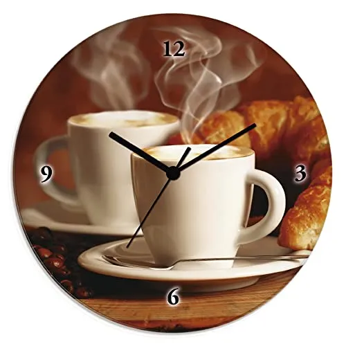 ARTLAND Wanddeko Wanduhr - Lautlose Quarzuhr mit Cappuccino-Design - Wanduhr aus Floatglas im Durchmesser von 30 cm, lautlos und perfekt für eine stilvolle Wohnatmosphäre.