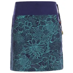 Vishes Minirock Kurzer Damen Baumwoll-Rock Mini-Rock mit Blumen-Spitze bedruckt Festival, Boho, Hippie Style blau 40