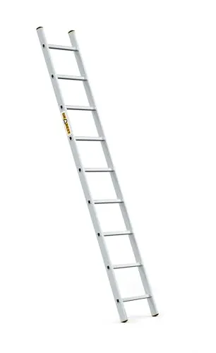 DRABEST PRO Serie Anlegeleiter Aluminium-Stufenleiter - 9 Stufen - mit Leiterhaken - Tragfähigkeit 150 kg - Anti-Rutsch-Füße, Leichtes Gewicht, korrosionsbeständig - EN131