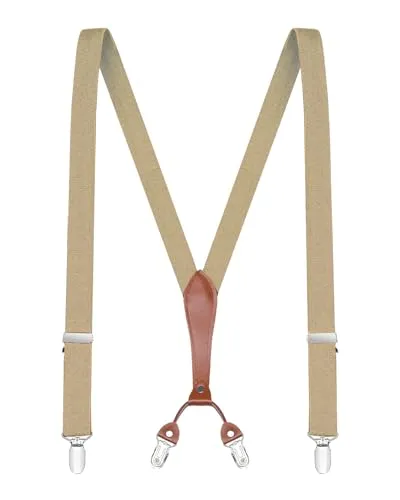 Buyless Fashion Herren Y Hosenträger - 122cm elastische verstellbare Riemen 2,5 cm - 5118-Tan