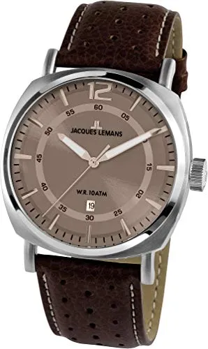 Jacques Lemans 1-1943G Herren Edelstahl Leder Quarz 10Bar in braun von Jacques Lemans