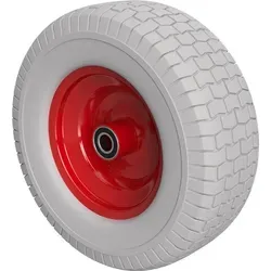 PolyurethanRad Ø 400 mm 6.50-8, 2 Kugellager Rasenmäher Traktor PANNENSICHER, grau/rot 1 x
