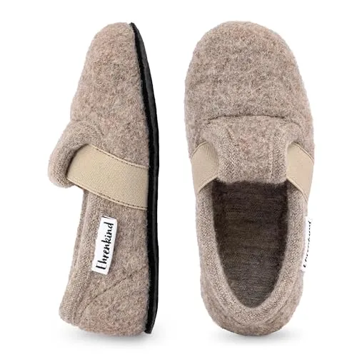 Ehrenkind® Hausschuhe Kinder aus Schurwolle | Rutschfest & Atmungsaktiv | Hausschuhe Jungen & Mädchen für Kindergarten, Schule & Zuhause | Hergestellt in Österreich | Größe 31 | Farbe Beige
