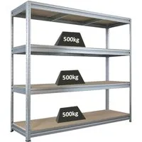 PROREGAL Schwerlastregal Dino 180x200x60cm – 500kg Traglast - Robustes Schwerlastregal DINO von PROREGAL: 4 verstellbare Fachböden, einfache Steckmontage, ideal für Lager und Werkstatt, hohe Qualität und Stabilität.