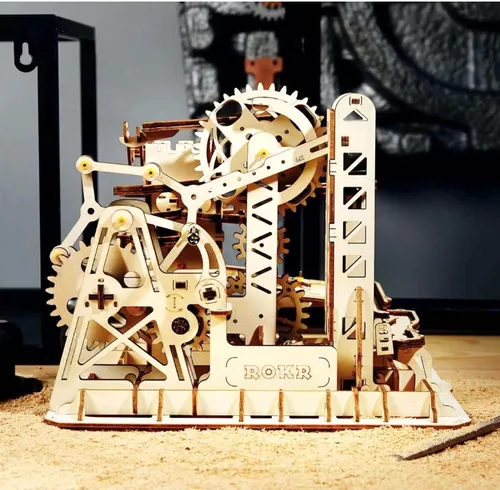 Robotime 3D-Puzzle Murmelbahn All-In-One - Puzzle für kreative Köpfe, bestehend aus 233 Holz-Puzzleteilen, ideal ab 8 Jahren und fördert die Feinmotorik und das logische Denken.
