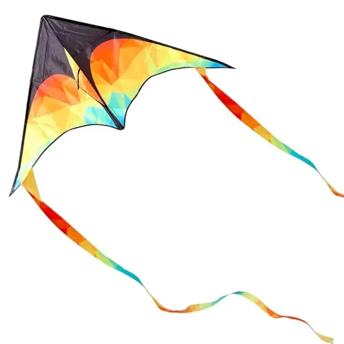Glanxy Bunter Delta Drachen - Lenkdrachen für Kinder und Erwachsene, Einfach zu Fliegen - 125 x 65 cm Kinderdrachen, Einleiner Flugdrachen für Anfänger mit 50 m Drachenschnur für Strand Parkausflüge