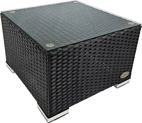 RS Trade Beistelltisch Rattan, Schwarz