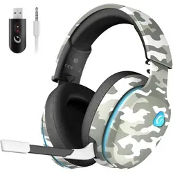 Kabelloses Gaming-Headset mit 2.4GHz & Bluetooth, 50-mm Treiber - Erlebe kabelloses Gaming ohne Verzögerung! Dieses Headset bietet durch seine 50-mm Treiber kraftvollen Klang und lange Akkulaufzeit für stundenlangen Spielspaß. Ideal für PC, PS4, PS5 und mobile Geräte.