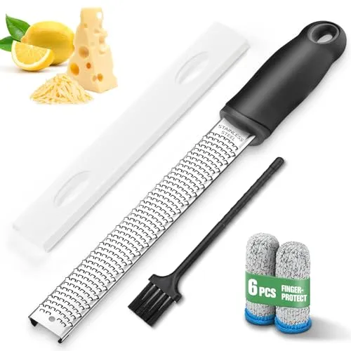 NEUTYPECHIC Manuelle Käsereibe & Zestenschneider, Zitrusfrüchte, Premium Classic, scharf, Edelstahl, für Küche & Backen, Zitronenschälmaschine, bequemer Griff und Schutzhülle
