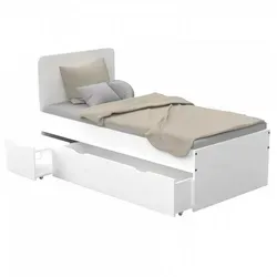 Produktbild Weber Industries Bett Zenia 90x190 cm, Weiß mit Schublade und Nachttisch