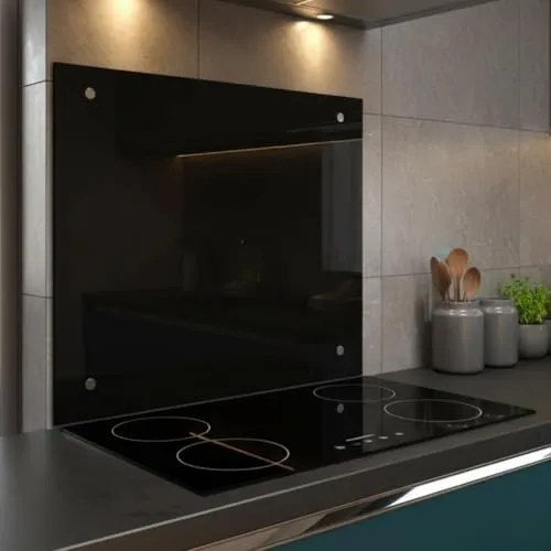 Mucola Küchenrückwand Schwarz aus ESG Sicherheitsglas in schwarz von Mucola