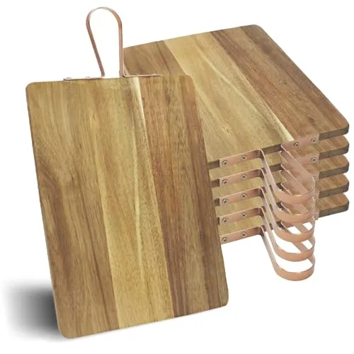 com-four® 5x Schneidebrett aus Akazienholz mit Griff - Holzbrett - Schneidbrett Holz - Küchenbrett - Holzschneidebrett 32 x 25 cm (5 Stück - 32x25cm - Akazienholz)