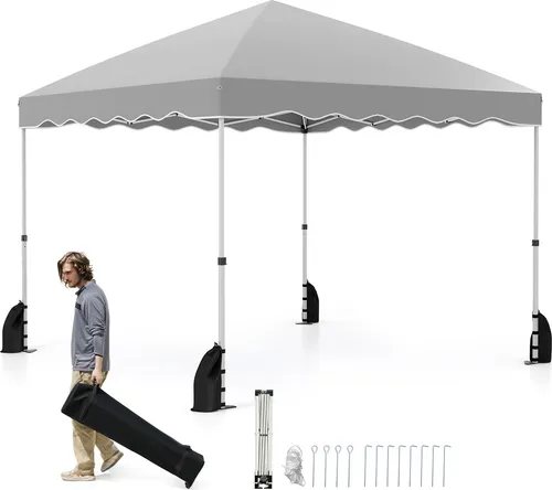 COSTWAY Faltpavillon 3x3m – Gartenpavillon mit Rolltasche und Zubehör