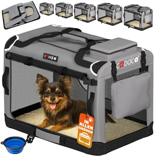 Cadoca Tiertransportbox faltbar S 50x34x36cm - Praktische und platzsparende Hundebox aus robustem Polyester, ideal für Reisen mit Ihrem Hund. Perfekt für kleine Hunde und einfach zu verstauen.