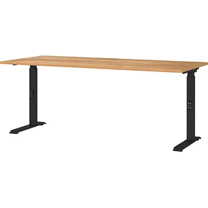Germania Schreibtisch Mailand, höhenverstellbar in Eiche - Kinderschreibtisch mit manuell höhenverstellbarem Click-System, ideal für ergonomisches Arbeiten, belastbar bis 80 kg und mit strapazierfähiger Oberfläche.
