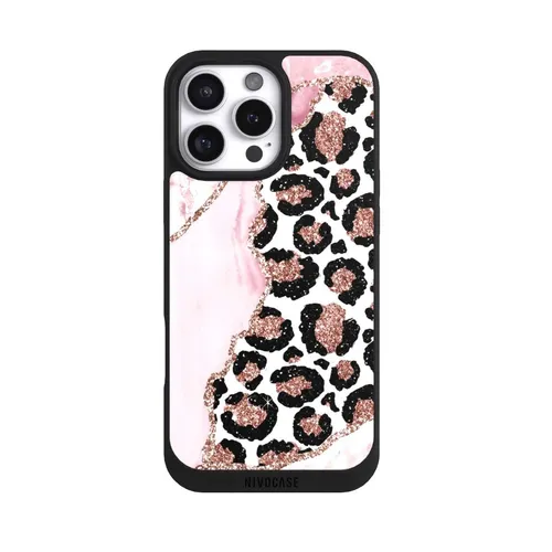 Handyhülle für Apple iPhone 16 Pro Max Glitzer Look Leopard Marmor