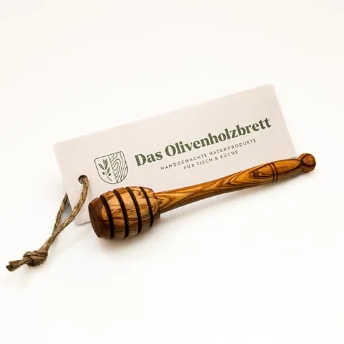DAS OLIVENHOLZBRETT® Honiglöffel aus Olivenholz, Honigheber Honigspirale Dosierer von Honig & Sirup, praktischer Helfer für Honig Liebhaber!