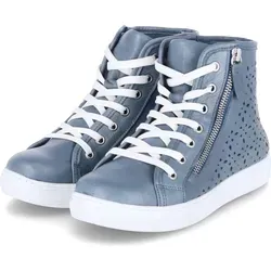 Produktbild Andrea Conti Damen Stiefeletten Boots Blau Glattleder Stanzmuster Größe: 40 - Blau - 40