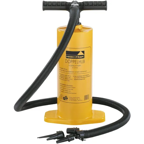 High Peak Doppelhubpumpe 49702 - Manuelle Luftpumpen, TÜV/GS geprüft und extra stark, perfekt für große Aufblasartikel mit 4 Ventilen und leichtem Design.