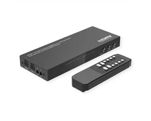 VALUE 4K HDMI Matrix Switch 4 x 2 mit Fernbedienung - Sonstiges TV-Zubehör, ermöglicht das Umschalten von vier HDMI-Quellen auf zwei Displays in 4K60Hz, ideal für Rechenzentren und Digital-Signage-Anwendungen.