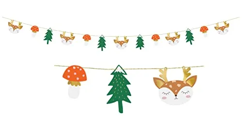 Weihnachtsgirlande winterlicher Wald Deko Girlande Deko Partykette Dekoration Weihnachtsdeko Motiv Schneeflocken Tannenbaum Winterwald