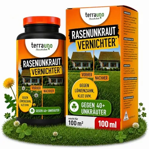 TerraUno Unkrautvernichter Rasen 100 ml – Extra starker Rasenunkrautvernichter