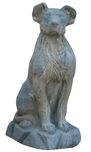 Statue Aus Stein Biscottini Border Collie Handgefertigt 45x55x100 Dekoration