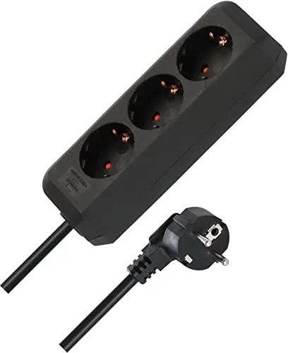 Brennenstuhl Eco-Line Steckdosenleiste 3-Fach (Mehrfachsteckdose mit erhöhtem Berührungsschutz und 1,5m Kabel) schwarz