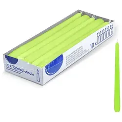 DeinPack 10 Spitzkerzen - Gelbgrün - Dekorative Haushaltkerzen - Brenndauer 8 Stunden