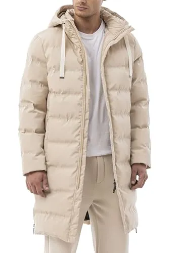 Redbridge Herren Jacke gefütterte Lang geschnittene Steppjacke Bubble Jacket Beige XL