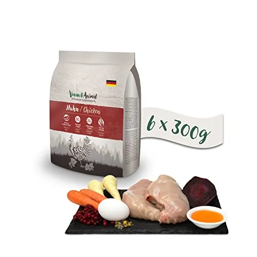 Venandi Animal Premium Trockenfutter für Katzen, Huhn 6 x 0.3 kg, getreidefrei mit viel frischem Fleisch, 1.8 kg