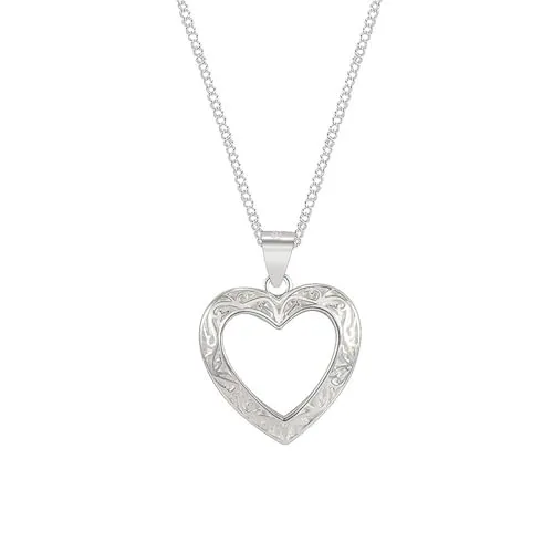Sanixa Karma NH10170503 Halskette Herz Damen 925 Silber Kette 40 cm Karabinerverschluss Funkelnde Herzkette Geschenk für Frauen