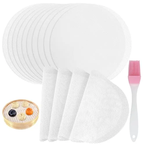 Stück Silikon Bambus Dämpfer Matte, 25cm Bambus Dampfgarer Matte, Antihaft Runde Bambus Dampfkorb Netzmatte, Mesh Bamboo Steamer Pad Bambusdämpfer Pad für Gedämpfte Brötchen, Knödel, Backen 14