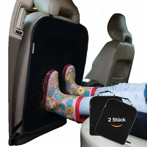 Kewago Rückenlehnenschutz Auto Kinder 2 Stück schwarz von Kewago