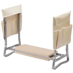 Relaxdays Kniebank Beige - 2-in-1 Gartenhocker - Praktische Kniebank für Gartenarbeiten, umfunktionierbar als Sitzgelegenheit. Mit gepolstertem Kissen und Taschen für Werkzeuge. Klappbar und platzsparend, ideal für bequemes Arbeiten im Garten.