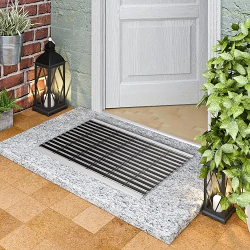 Pergamon Fußmatte Sauberlauf Aluminium Gummimatte Kleeny Schwarz - Wetterfeste Fußmatte für Innen und Außen, rutschhemmend und abwaschbar mit effektiver Abstreif-Funktion für saubere Eingangsbereiche.