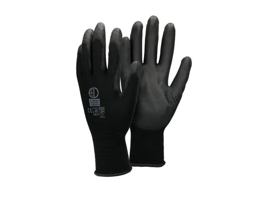 Ecd Germany - 1 Paar Arbeitshandschuhe Mit Pu-beschichtung, Größe 10-xl, Schwarz, Atmungsaktiv, Rutschfest, Robust, Mechanikerhandschuhe Montagehandschuhe Schutzhandschuhe Gartenhandschuhe Handschuhe