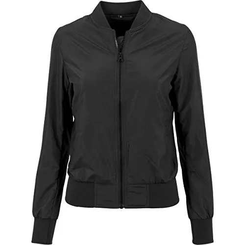 Build Your Brand Nylon Bomber Jacket M - Funktionsjacke aus 100% Polyester, ideal für Outdoor-Aktivitäten, stylisch und funktional in klassischem Schwarz.
