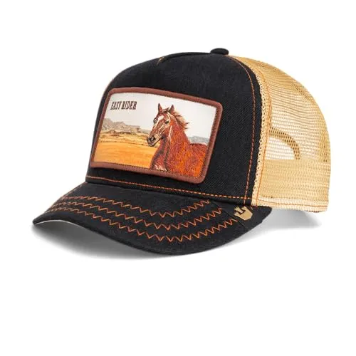 GOORIN Bros. Easy Rider - Wild Heart Trucker Cap Black - Trucker Cap aus hochwertigem Material mit verstellbarem Druckknopf-Verschluss. Ideal für den Alltag und garantiert authentisch mit holografischem Aufkleber.