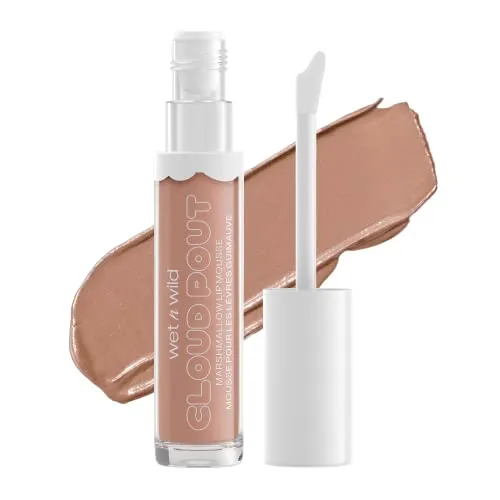 Wet n Wild, Cloud Pout Marshmallow Lip Mousse, matter, flüssiger Lippenstift 24 Stunden Halt, nicht trocknende und langanhaltende Formel, mit Arganöl, Avocadoöl und Vitamin E, Fluffernutter