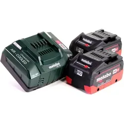 Metabo Akku Basis Set 18V mit 2x Akku LiHD 8,0Ah - Elektrowerkzeug-Akkus, leistungsstarkes Set mit 2x 8Ah Akkus für längere Laufzeiten und schnelles Laden dank Ladegerät ASC 145.