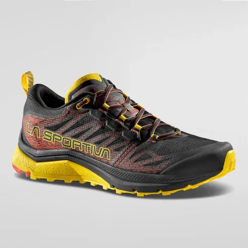 La Sportiva Jackal II GTX Black/Yellow - Mountainrunningschuh - Laufschuhe mit Gore-Tex-Membran und Infinitoo-Technologie für optimale Dämpfung und Schutz bei Winter-Geländeläufen über Ultradistanzen.