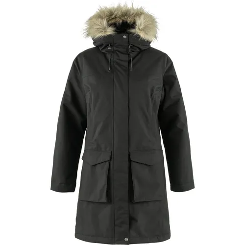 Fjällräven Nuuk Lite Parka Women Black (XL) - Funktionsjacke, leichte und wasserdichte Parka für milderes Wetter, ideal für kalte Herbsttage mit atmungsaktiver Membran und vielen praktischen Taschen.