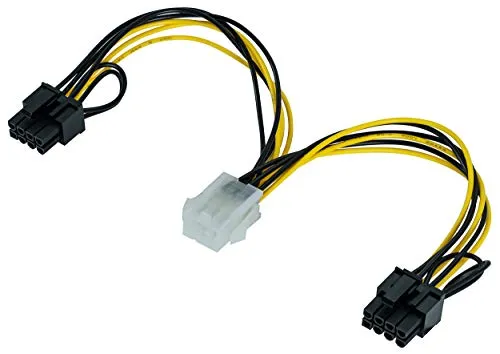 POPPSTAR 1x 20 cm PCI-Express Y Grafikkarten-Stromkabel (Stromstecker 6-pol Buchse auf 2x 6+2-pol PCIe (m)), Y-Adapter für Stromversorgung
