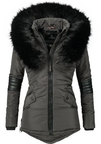 Navahoo Winterjacke Nirvana – Edle Steppjacke mit Kunstpelzkragen - Funktionsjacke, schmutz- und wasserabweisend, perfekt für kalte Tage mit abnehmbarer Kapuze und modischem Design.