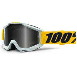 100% Accuri Extra Motocross Brille, weiss-gelb für Männer - Dreilagiger Schaum für optimalen Tragekomfort und Schutz. Flexibler Rahmen aus strapazierfähigem Urethan sorgt für eine perfekte Passform. Ideal für den Einsatz im Offroad-Bereich.