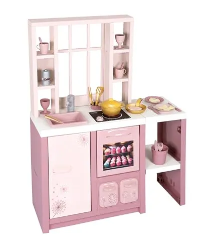 Smoby Loft Spielküche Fleur - Moderne Kinderküche im Loft-Stil mit elektronischem Kochfeld und 27 Zubehörteilen – ideal für kreatives Rollenspiel ab 3 Jahren.